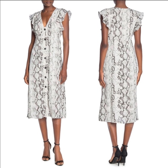 Laundry By Shelli Segal Snake Python Print Button Down Midi Dress - Picture 1 of 7